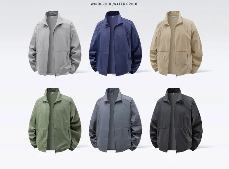 Men's Sun Protection Jacket Ultrathin Windbreaker Summer Outdoor UV Jacket Loose Stand Collar Oversized Sunscreen Coat Fishing