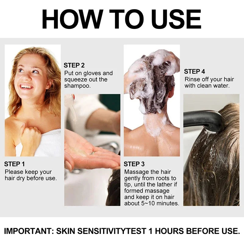 30ml/500ml 3-in-1 Schnell-Haarfärbeshampoo Naturschwarz Kräuter-Haarfarbe Feuchtigkeitsspendend Milde Haarfärbe-Pflegespülung Haarpflegeprodukte