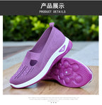 Damen Neue Sommerschuhe Mesh Atmungsaktive Sneaker Leichte Slip-on Plateau Freizeitschuhe Damen Rutschfeste Gehschuhe Gewebte Schuhe