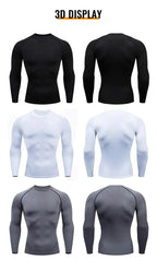 Kompressions-Laufshirt Herren Langarmshirt für Männer Sportbekleidung Schnelltrocknend Fitness T-Shirt Training Workout Muskelshirt