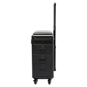 Rollender Make-up-Trolley mit Tattoo-Armlehnenständer, Beauty-Trolley mit 3 Schubladen, 4 Universalrädern und Zahlenschloss