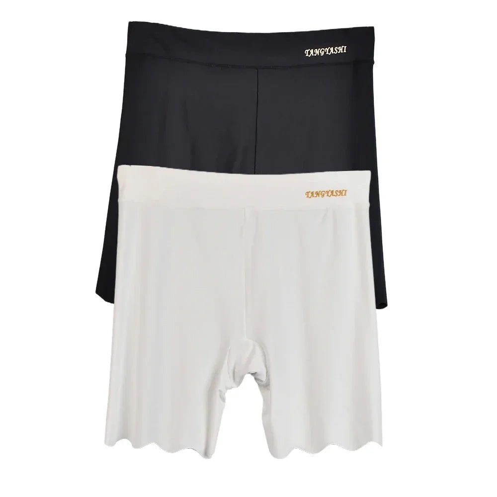 2er-Pack Nahtlose Sicherheits-Shorts Damen Eisseide Sommer Anti-Scheuer Unterwäsche Boxershorts Unterrock-Slip Übergröße Kurze Leggings 40-100kg