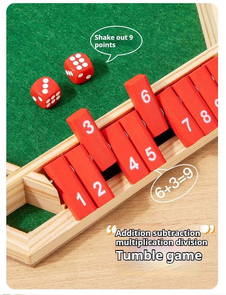 Sechsseitiges Flipping-Spiel, Holz-Zahlenspiel, Shut-The-Box-Würfelspiel - Eltern-Kind-Brettspiel, Bar-Party, Freizeit-Glücksspiel