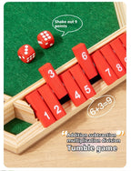 Sechsseitiges Flipping-Spiel, Holz-Zahlenspiel, Shut-The-Box-Würfelspiel - Eltern-Kind-Brettspiel, Bar-Party, Freizeit-Glücksspiel