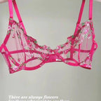 Europäische Frauen verführerischer transparenter BH mit Spitzenstickerei und Bügel, Minimizer für große Brüste, Anti-Sagging, weiche Dessous, S-XL BH-Set