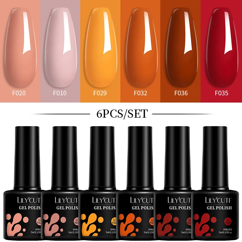 LILYCUTE 7ML 6PCS Neon Gel Nagellack Set fluoreszierend Farbwechsel Semi Permanent Soak Off Maniküre-Kit Nail Art Gel