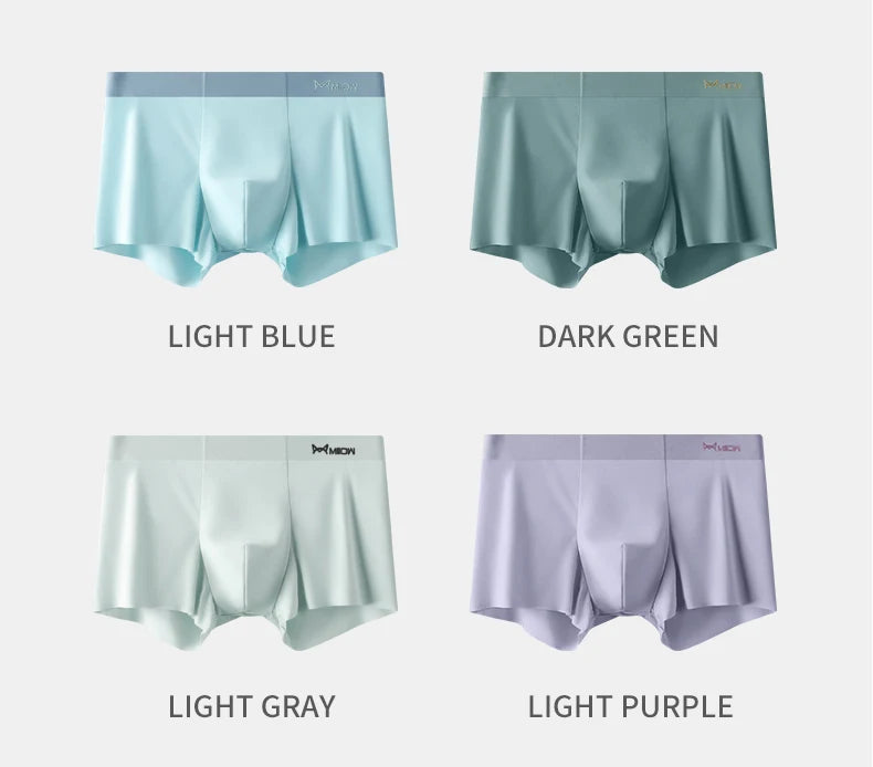 MIIOW 3er-Pack Ice Silk Herrenunterwäsche Boxer Metallfaser Antistatisch Herrenunterhosen Nahtloser Schnitt Saum Herren Slips Boxershorts Trunks