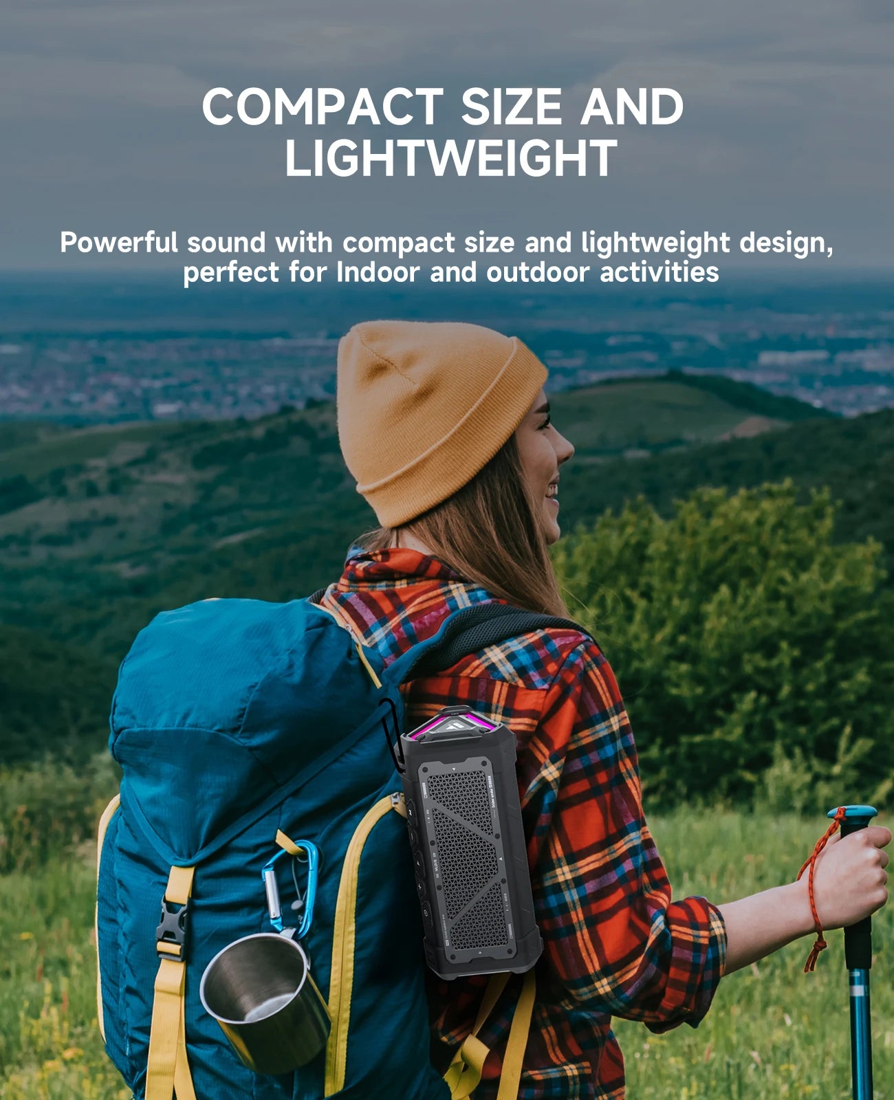 MLOVE P3 Outdoor-Bluetooth-Lautsprecher, 40W Ausgangsleistung Bluetooth 5.3 Lautsprecher, Stereo Sound IPX7 Wasserdicht, Micro SD-Karte, RGB-Licht