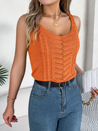 Frühling Sommer Lässiger V-Ausschnitt Aushöhlen Strickweste Einfarbige Ärmellose Tops Orange Grün Weiß Khaki 2026 Damenbekleidung