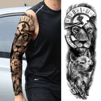 Kompass Roboterarm Temporäre Tattoos Ärmel für Männer Frauen Realistische Gefälschte Totenkopf Engel Ganzarm Tattoos Maori Totem Tattoo Aufkleber