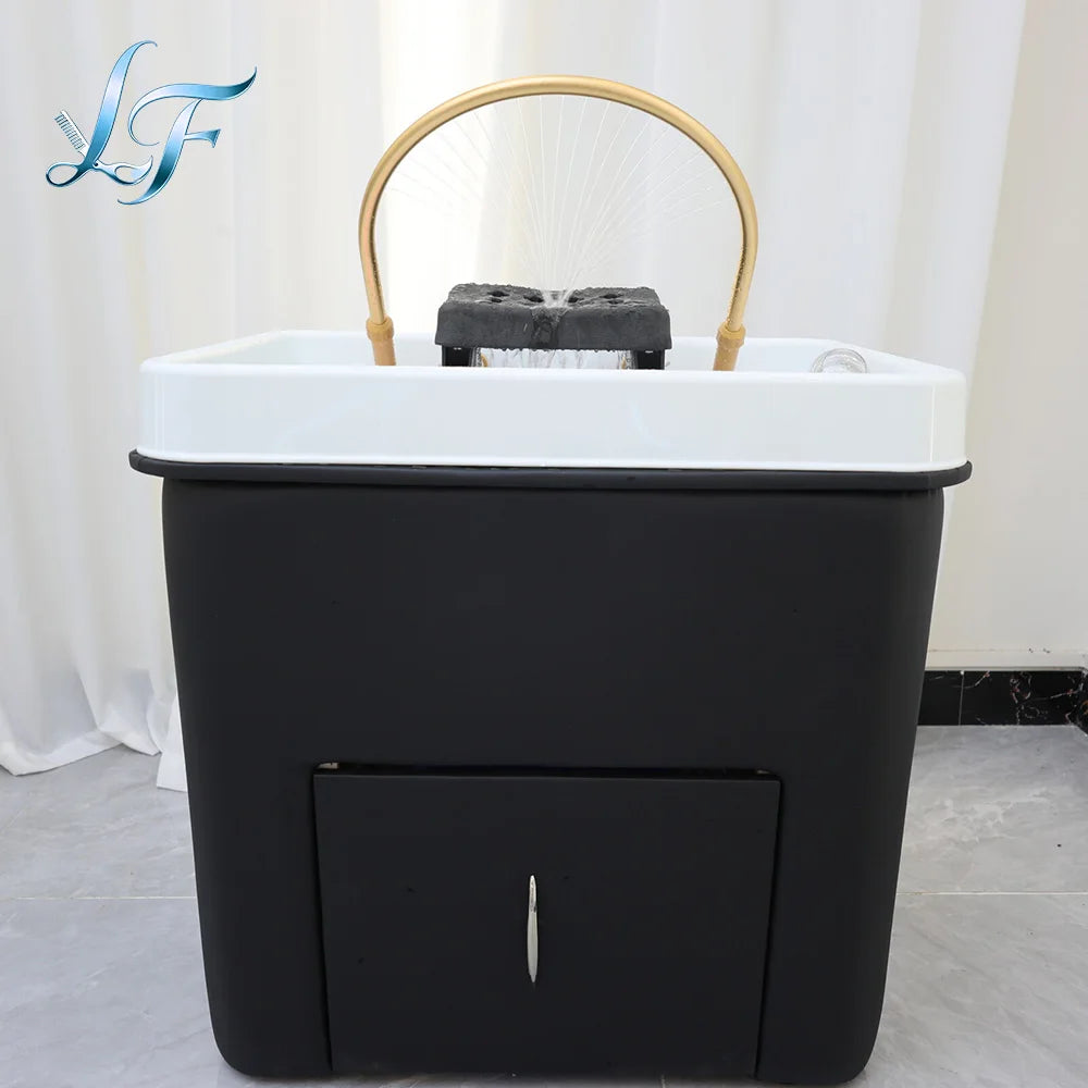 Friseurwaschbecken mit Keramikwaschbecken, Kopfhaut-Spa-Begasungsstation, moderne Badezimmer-Spa-Möbel