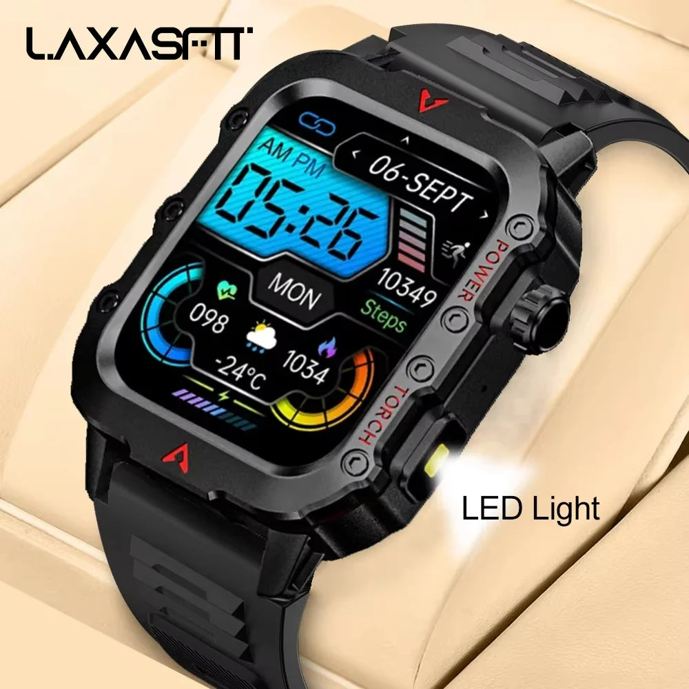 LAXASFIT Neue Herren Smartwatch LED-Taschenlampe Outdoor Sport Smartwatch Armbanduhr Gesundheitsüberwachung Smartwatch Hauptbild