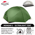 Naturehike Mongar UL 2 Zelt 2 Personen Trekkingzelt 20D Ultraleichtes Reisezelt Wasserdichtes Wanderzelt Überlebenszelt Outdoor Camping Zelt