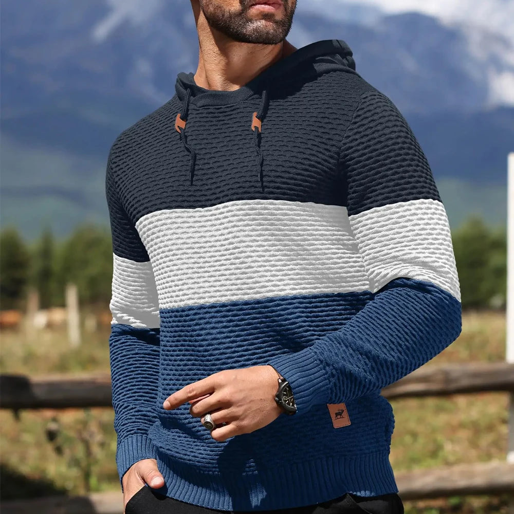 Herren Pullover Frühling Neu Sportlich Warm Figurbetont Gestrickt Pullover Hoodie Kordelzug Hoodies Freizeit Sweatshirt US Größe