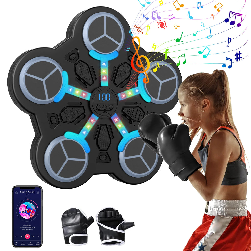 Verbesserter Smart Bluetooth Box-Trainer für Kinder mit 5-Ziel-Punktsystem, integriertem Akku und Musik für Heimfitness