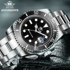 ADDIESDIVE Herren-Uhr klassisch mit Keramiklünette 200m wasserdicht Freizeit Quarz-Uhr BGW9 Blaue Leuchtzeiger Geschenk-Uhr MY-H3-2