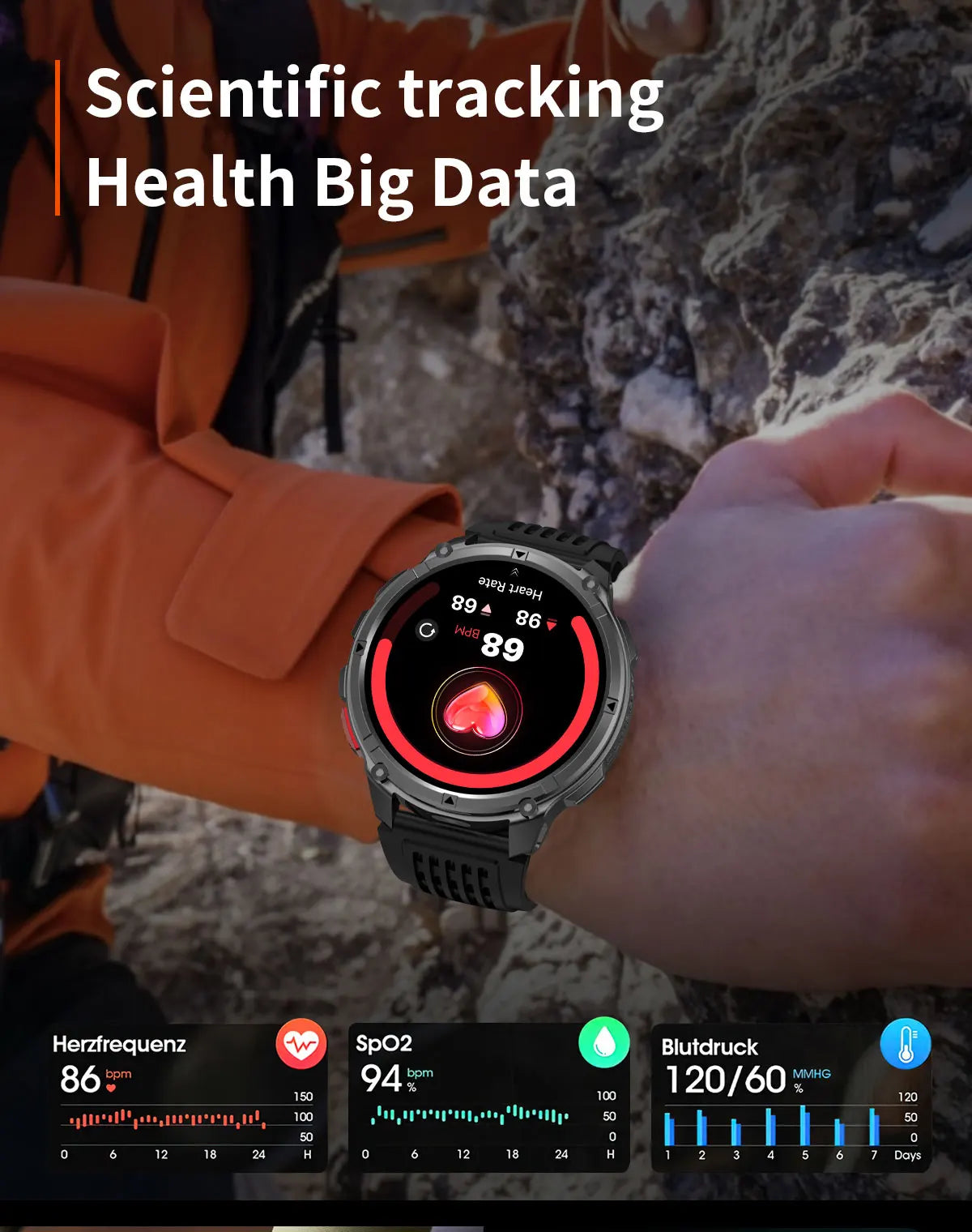 2026 Neue T-Rex3 Pro 1100mAh Akku Smartwatch GPS-Route 5ATM Wasserdicht Sport Lauf-Tracker Outdoor Kompass Militär-Smartwatch