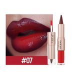 Schwarzer brauner, spitz zulaufender Lipliner-Konturenstift, doppelseitiger Spiegel, aufpolsternder Lippenglanz, kristallklarer Lipgloss, sexy roter Lippen-Tint-Make-up