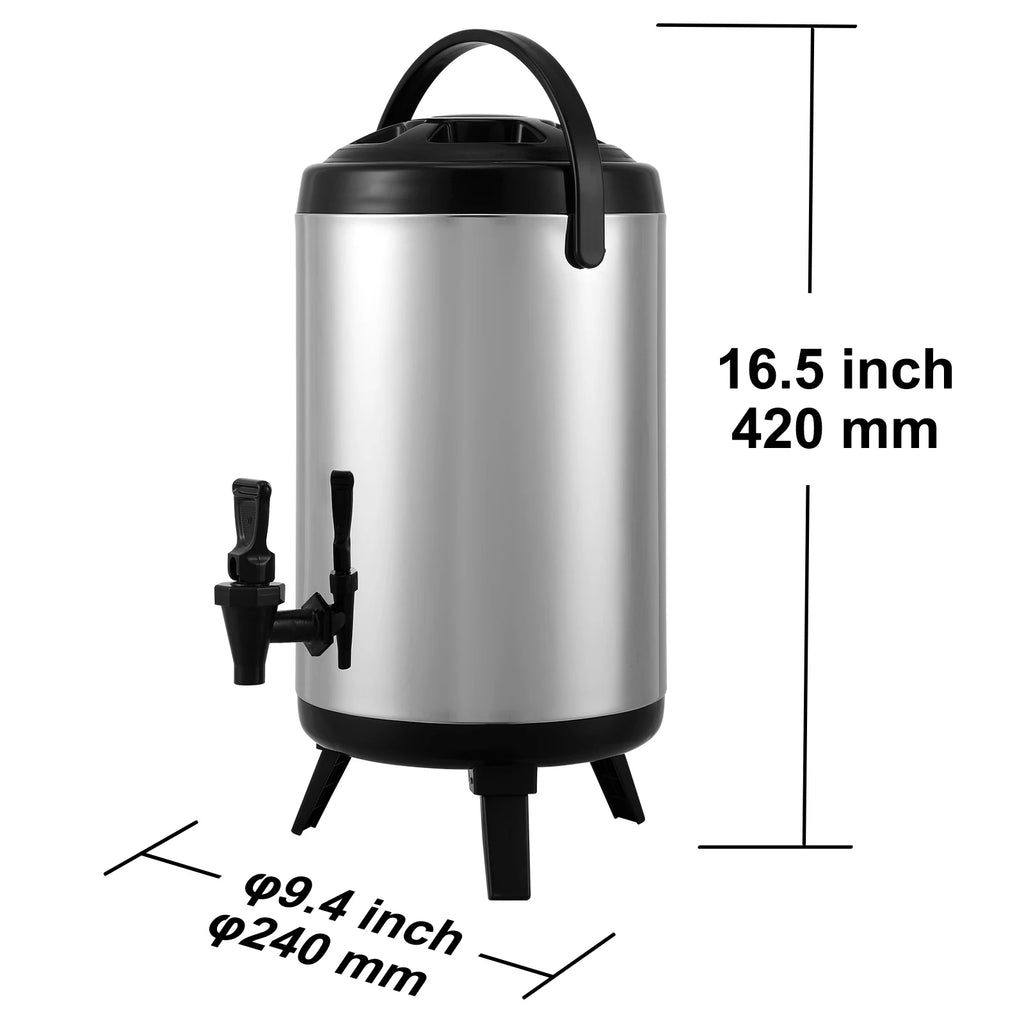 SucceBuy Edelstahl Isolierter Getränkespender 7,6 Liter Thermos-Heiß- und Kaltgetränkespender