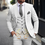 Herren Khaki 3-teiliger Anzug Klassischer spitzer Revers Business Formal Hochzeit Bräutigam Slim Fit Eleganter Gentleman-Stil Mode Blazer