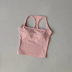 Sport- und Fitnessweste mit Brustpolster Sommer Stoßfest Schönheitsrücken Nude Feeling Anzug Pilates Training Yoga Top Yoga Kleidung