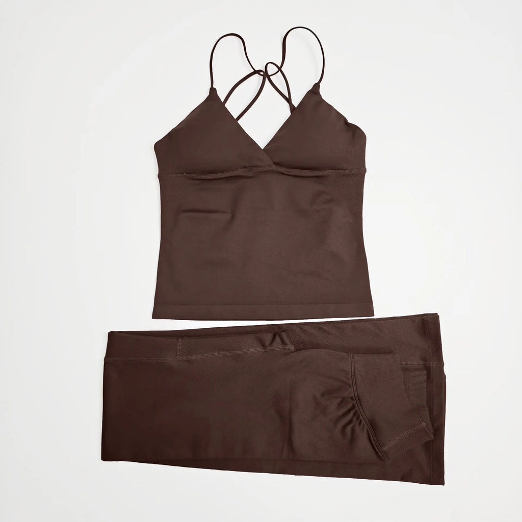 NCLAGEN Damen-Sportbekleidung, Vision-Set, verdrehtes Langarm-Oberteil vorne + Schlaghose, 2-teiliger Fitnessanzug, Trainings-Lauf-Outfit, Fitnessstudio-Kleidung