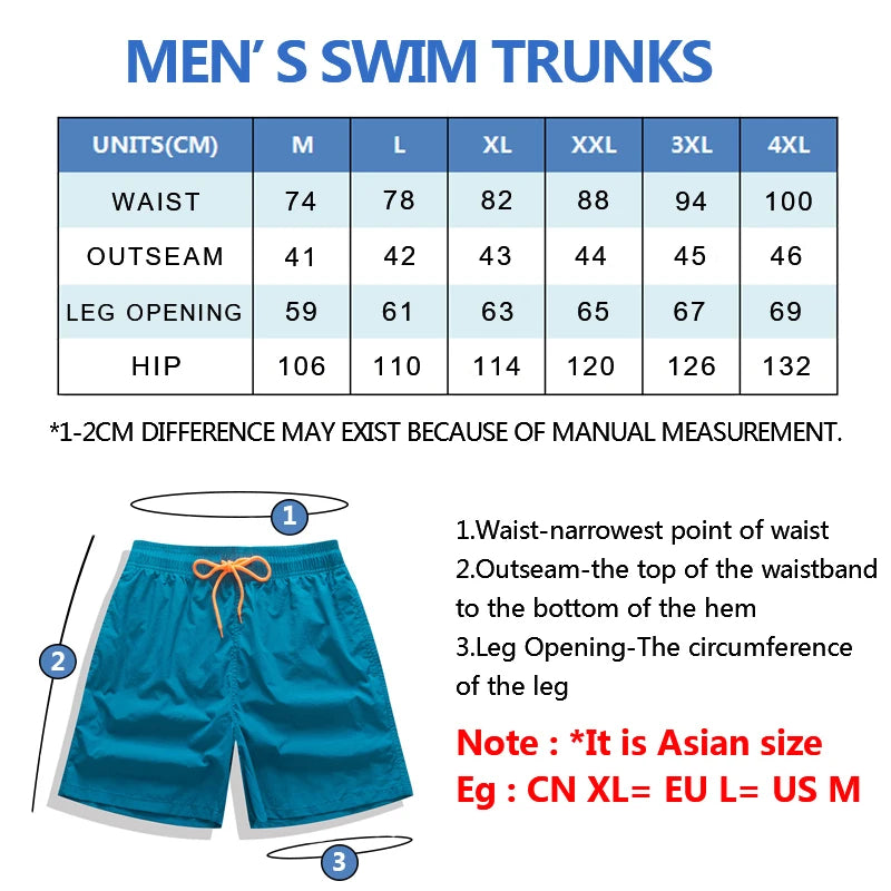 DATIFER Herren Strandshorts Surfen Badehose Sport Männer Boardshorts Bermuda Schwimmbekleidung