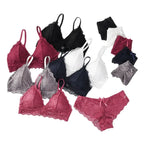 Damen Push-up BH Set Sexy Dessous Geblümte Spitze Kabelloser Bralette Niedriger Bund Höschen Sexy Slips Damen Unterwäsche Intimates
