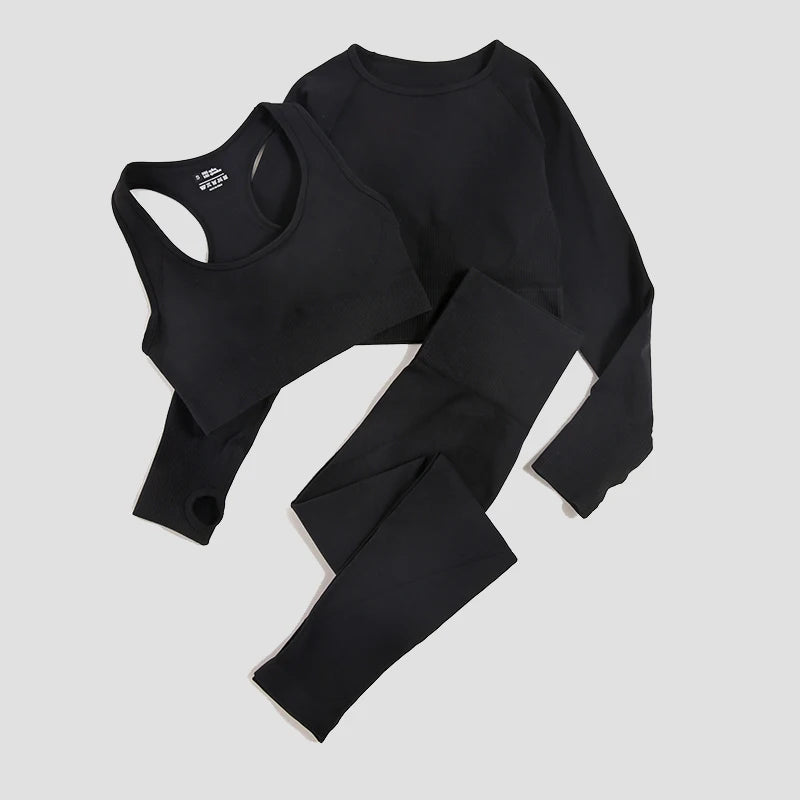 WAREBALL 2/3/4-teiliges Nahtloses Yoga-Set Sportkleidung Yoga-Anzüge für Frauen Fitness-Set Trainingsanzüge Sport-BH Gym Leggings