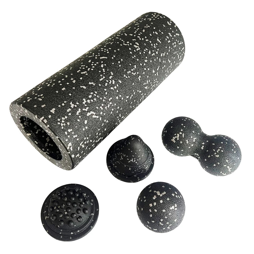 5-in-1 Faszienrollen-Set zur Muskelregeneration – Vibrations-Schaumstoffrolle & Erdnuss-Massageball für Rücken, Nacken, Beine und Yoga-Workouts