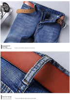 2024 Gerade, normale blaue Stretch-Jeans Frühling Herbst Herren Klassische Jeans Business Fashion Smart Jeans für Herren
