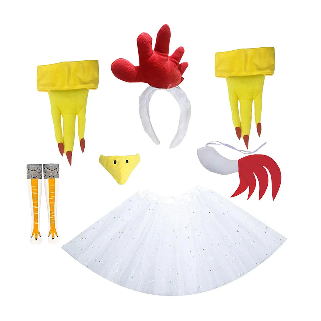 Hühnerkostüm-Set, auffälliges Neuheiten-Verkleidungs-Requisit für Fotobox, Cosplay für Thanksgiving-Partys, Events, Aufführungen, Rollenspiele