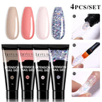 LILYCUTE 15ml Verlängerungsgel-Nagellack-Set Quick Nail Prolong mit Verlängerungsform-Nagelspitzen Acryl-Lösung Maniküre-Werkzeug-Kit