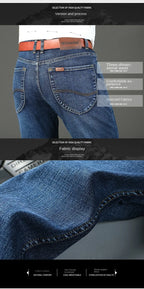 WTHINLEE Business Herren Jeans Casual Straight Stretch Mode Klassische Blaue Arbeits-Denim-Hosen Herren Markenbekleidung Größe 28-40
