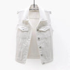 Mode Jeansweste Damen Cropped Frühling Sommer Ärmellose Tops Kurze Jacken Weste Top Oberbekleidung Jeans Cowboy Female