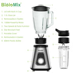 BioloMix Professional 1300W Standmixer mit 1,5L BPA-freiem Glaskrug, perfekt für gefrorene Smoothies und hausgemachte Saucen