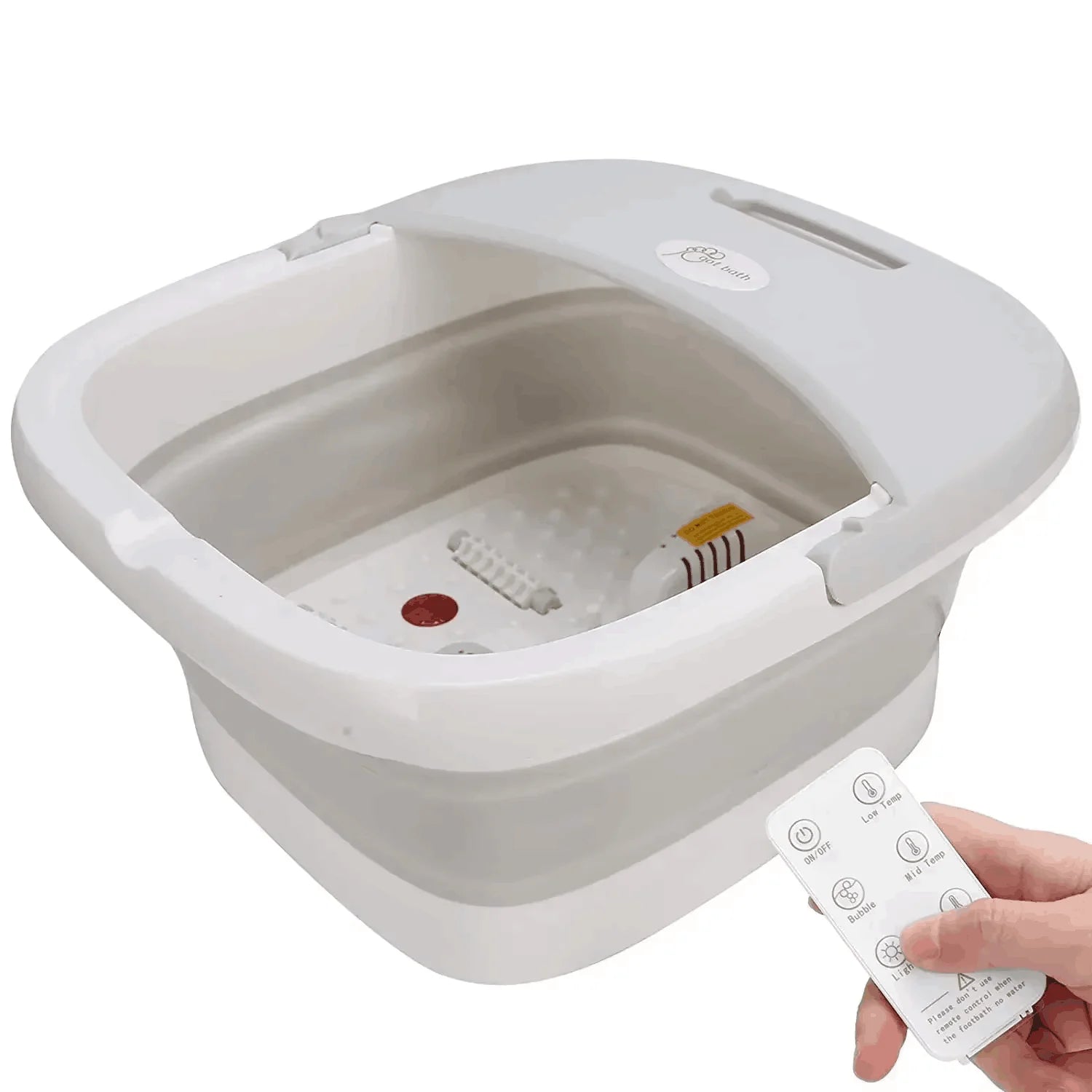 Faltbarer Fußbad-Massager mit Heizung, Vibration, 4 Rollen, Temperaturregelung, kabelloser Fernbedienung, Fuß-Spa zur Schmerzlinderung für den Heimgebrauch