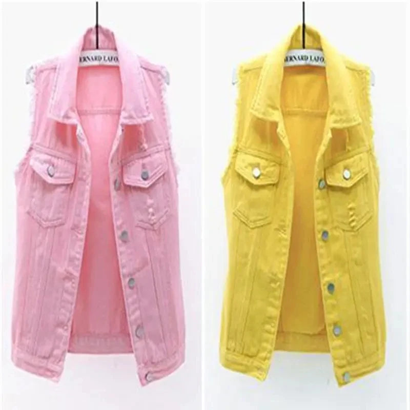 Mode Jeansweste Damen Cropped Frühling Sommer Ärmellose Tops Kurze Jacken Weste Top Oberbekleidung Jeans Cowboy Female