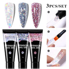 LILYCUTE 15ml Verlängerungsgel-Nagellack-Set Quick Nail Prolong mit Verlängerungsform-Nagelspitzen Acryl-Lösung Maniküre-Werkzeug-Kit