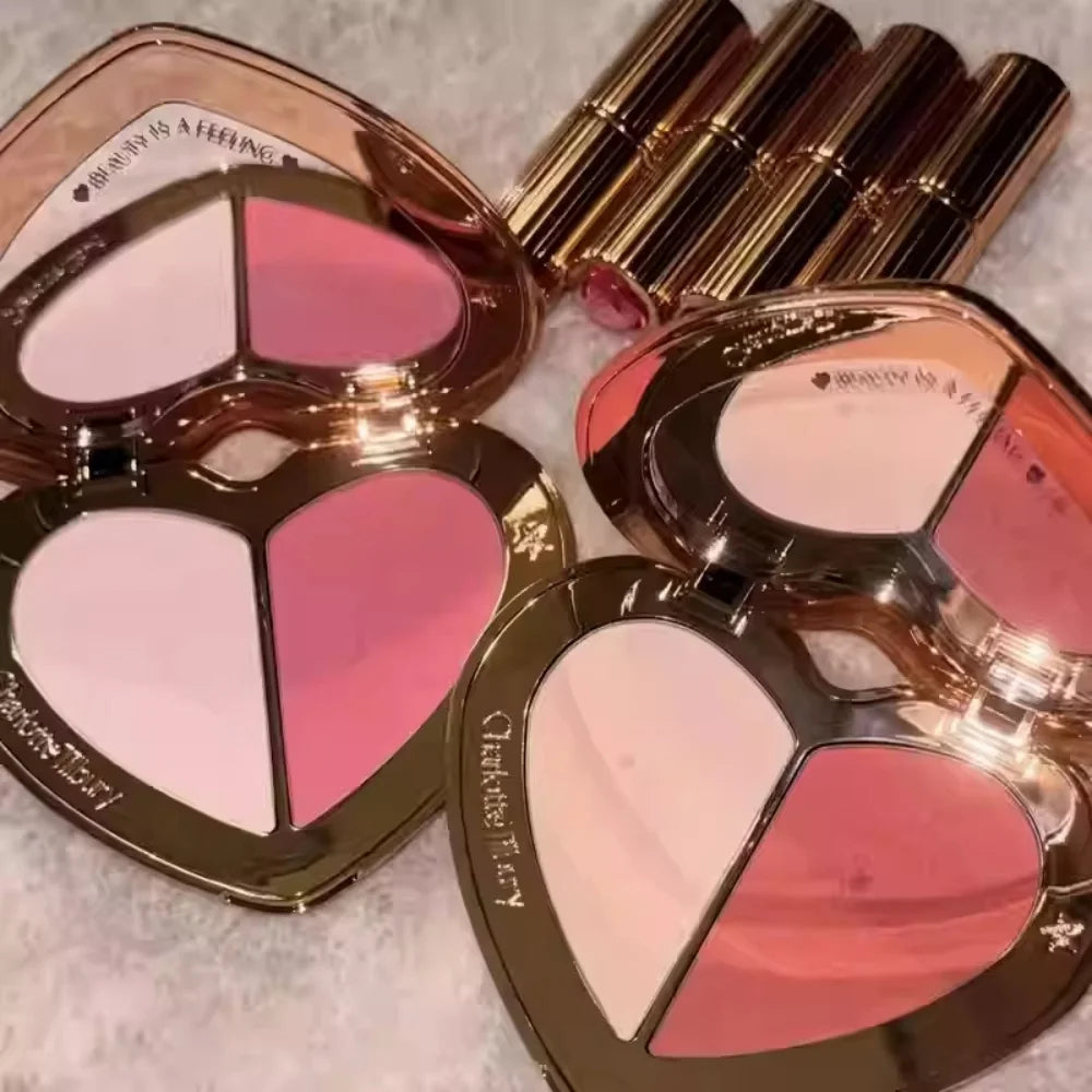 Charlotte Tilbury Lip Gloss Zweifarbiges Herzform-Puder-Rouge-Highlight-Spotlight-Aufhellung Nahtloses Cosplay-Make-up-Geschenk