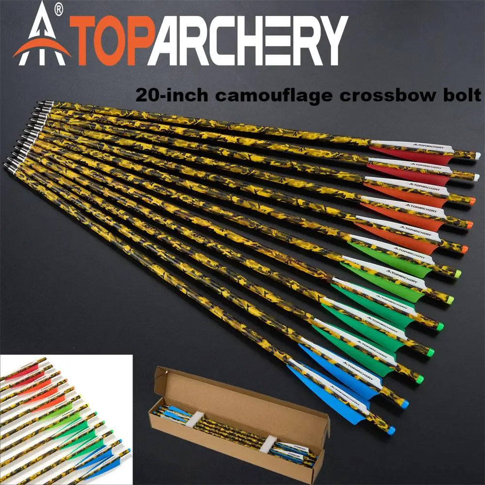 6/12/24 Stück 20'' Armbrustbolzen Carbonpfeil mit 4-Zoll-Feder ID7.6mm Outdoor Jagd Sport Praxis Armbrustpfeile