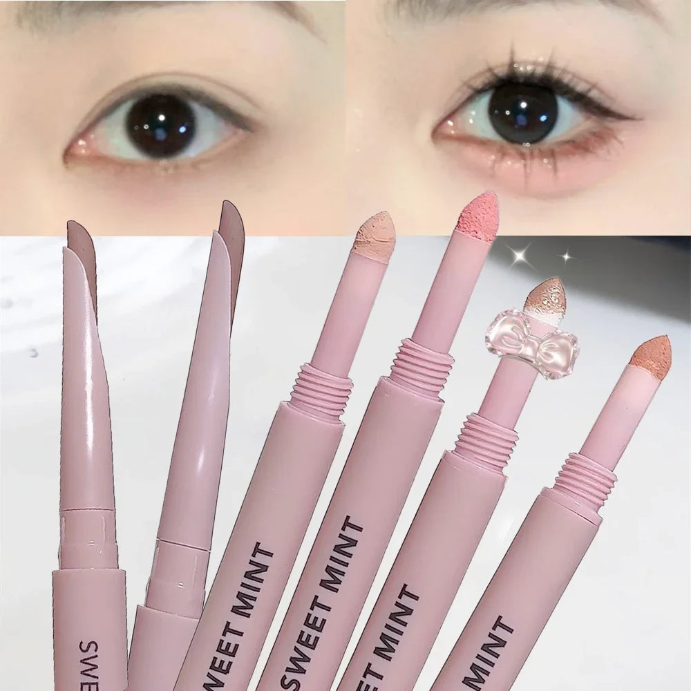 Doppelseitiger Lying Silkworm Eyeliner Pencil Diamond Glitter Matt Aegyosal Pen Aufhellende Creme-Lidschatten-Highlighter-Augen-Make-up