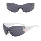 Neue Y2K Randlose Punk-Sonnenbrille Goggle Damen Herren Luxusmarke Wrap Around Sonnenbrille Fünf Sterne Eyewear Sport One Piece Shades