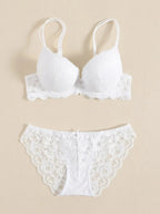 1 Set Elegantes Dessous-Set aus Spitze mit Stickerei und atmungsaktivem Stoff: Push-Up-BH, transparenter Schlüpfer mit tiefem Bund – das ultimative Valentinstagsgeschenk