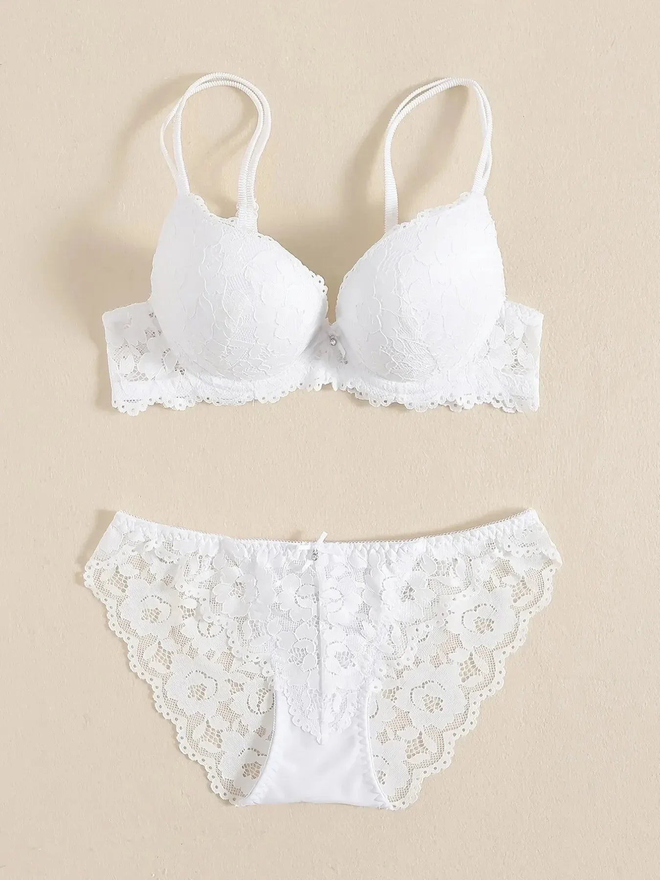 1 Set Elegantes Dessous-Set aus Spitze mit Stickerei und atmungsaktivem Stoff: Push-Up-BH, transparenter Schlüpfer mit tiefem Bund – das ultimative Valentinstagsgeschenk