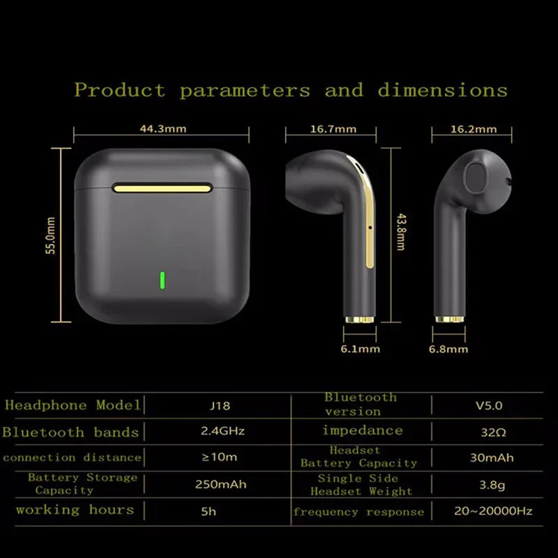 Xiaomi J18 TWS Kabellose Kopfhörer Geräuschunterdrückung Bluetooth 5.4 Kopfhörer Wasserdicht HIFI Stereo In-Ear Kopfhörer für Sport Musik