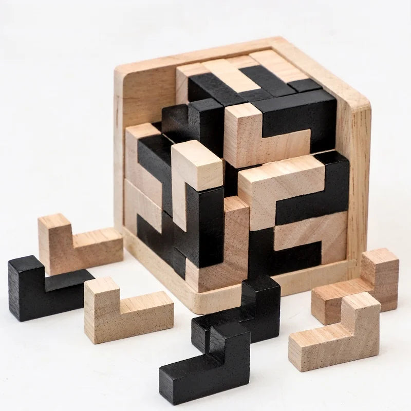 Kreatives 3D-Würfelpuzzle Luban Ineinandergreifendes Kreatives Pädagogisches Holzspielzeug Gehirn-IQ-Geist Frühlerngeschenke Für Kinder