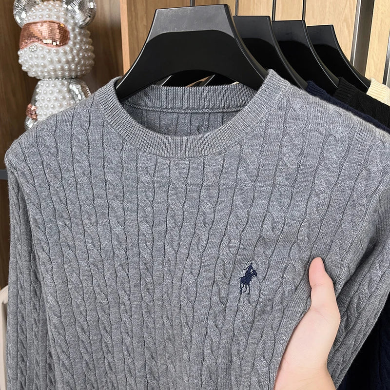 Luxus Herrenmarke Frühling Hochwertiger Strickpullover Rundhals Jacquard-Stickerei Langarm Pullover Freizeit Mode Herren C