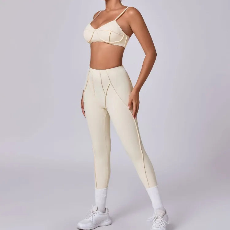 Nahtlose Yoga-Sets Sport-Fitness Hochbund-Hüfthebe-Formhose Rückenfreier BH-Anzug Workout-Gym-Leggings-Sets für Damen