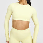 NCLAGEN Yoga-Top mit integriertem BH, langärmeliges Damen-Gym-Oberteil, rückenfreies Workout-Shirt, hochelastisches atmungsaktives Fitness-Shirt